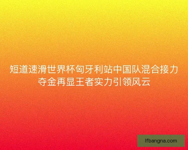 短道速滑世界杯匈牙利站中国队混合接力夺金再显王者实力引领风云