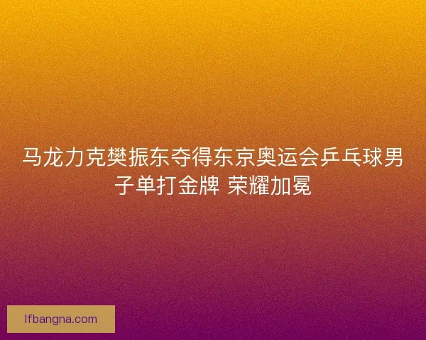 马龙力克樊振东夺得东京奥运会乒乓球男子单打金牌 荣耀加冕